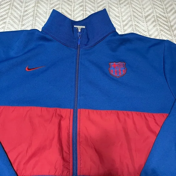 Nike Jacket Mens Blue FCB Barcelona Soccer Full Zip Warm Up Track Jacket XL - Picture 2 of 8